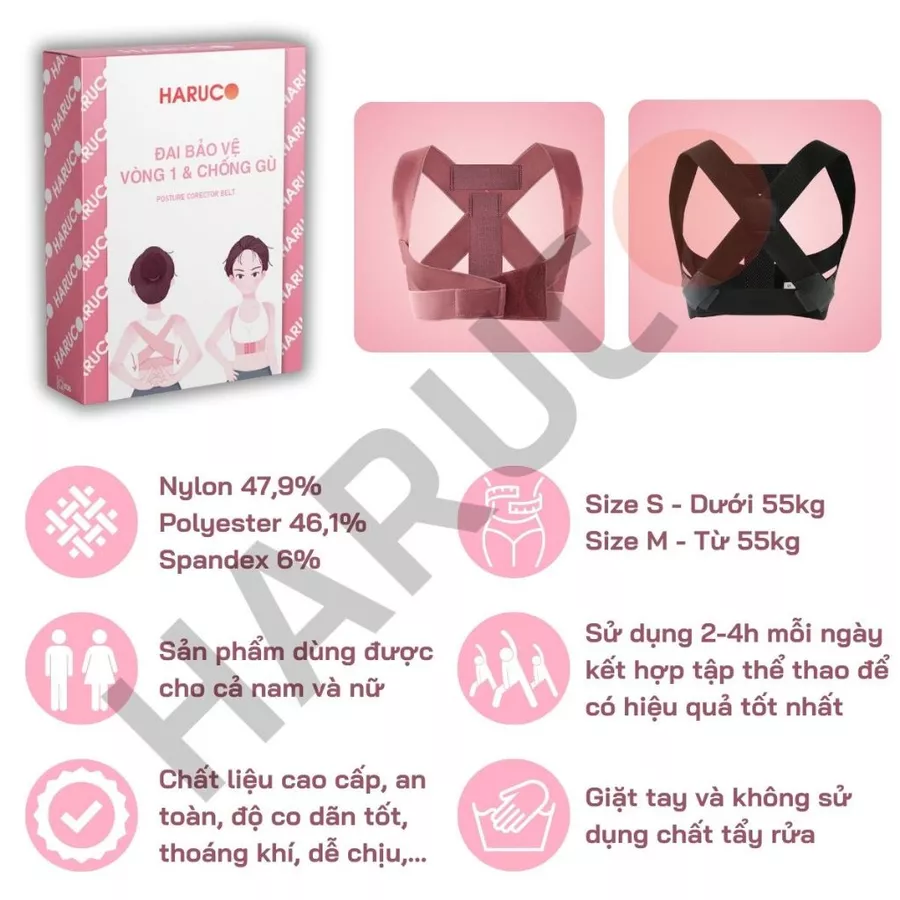 Đai Lưng Chống Gù Nâng Đỡ Vòng Một Haruco HRC-06-7