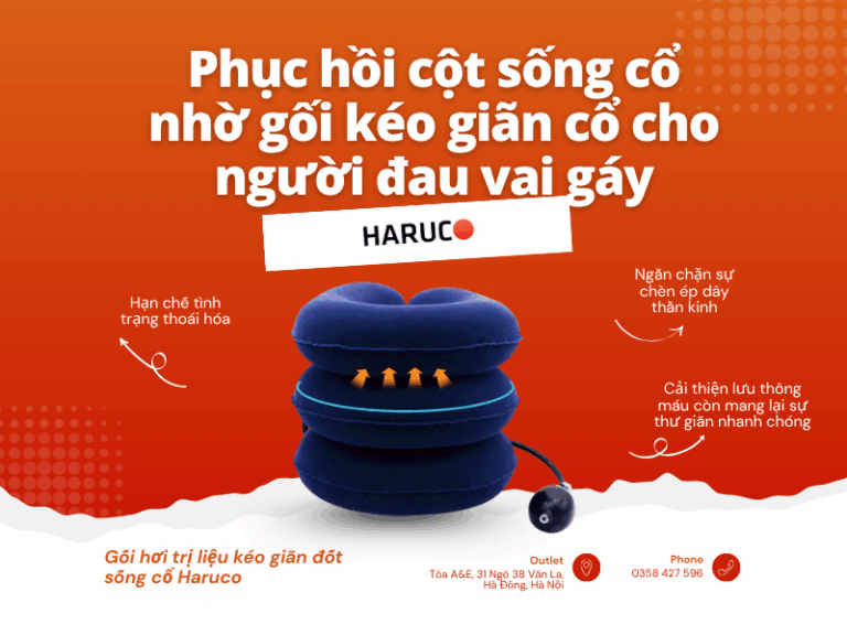 Phục hồi cột sống cổ nhờ gối kéo giãn cổ cho người đau vai gáy